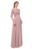 ColsBM Payton Silver Pink Bridesmaid Dresses Sash A-line Modest Bateau Half Length Sleeve Zip up