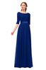 ColsBM Payton Sodalite Blue Bridesmaid Dresses Sash A-line Modest Bateau Half Length Sleeve Zip up