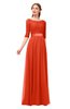 ColsBM Payton Tangerine Tango Bridesmaid Dresses Sash A-line Modest Bateau Half Length Sleeve Zip up