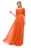 ColsBM Payton Tangerine Bridesmaid Dresses Sash A-line Modest Bateau Half Length Sleeve Zip up