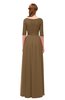 ColsBM Payton Truffle Bridesmaid Dresses Sash A-line Modest Bateau Half Length Sleeve Zip up