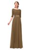 ColsBM Payton Truffle Bridesmaid Dresses Sash A-line Modest Bateau Half Length Sleeve Zip up