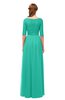 ColsBM Payton Viridian Green Bridesmaid Dresses Sash A-line Modest Bateau Half Length Sleeve Zip up