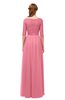 ColsBM Payton Watermelon Bridesmaid Dresses Sash A-line Modest Bateau Half Length Sleeve Zip up