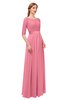 ColsBM Payton Watermelon Bridesmaid Dresses Sash A-line Modest Bateau Half Length Sleeve Zip up