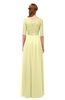 ColsBM Payton Wax Yellow Bridesmaid Dresses Sash A-line Modest Bateau Half Length Sleeve Zip up