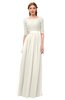 ColsBM Payton Whisper White Bridesmaid Dresses Sash A-line Modest Bateau Half Length Sleeve Zip up