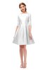ColsBM Shiloh Cloud White Bridesmaid Dresses Elegant Zipper Elbow Length Sleeve Mini Baby Doll Lace