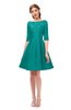 ColsBM Shiloh Emerald Green Bridesmaid Dresses Elegant Zipper Elbow Length Sleeve Mini Baby Doll Lace