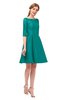 ColsBM Shiloh Emerald Green Bridesmaid Dresses Elegant Zipper Elbow Length Sleeve Mini Baby Doll Lace