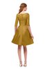 ColsBM Shiloh Harvest Gold Bridesmaid Dresses Elegant Zipper Elbow Length Sleeve Mini Baby Doll Lace