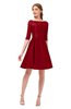 ColsBM Shiloh Haute Red Bridesmaid Dresses Elegant Zipper Elbow Length Sleeve Mini Baby Doll Lace