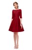 ColsBM Shiloh Haute Red Bridesmaid Dresses Elegant Zipper Elbow Length Sleeve Mini Baby Doll Lace