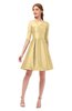 ColsBM Shiloh Light Yellow Bridesmaid Dresses Elegant Zipper Elbow Length Sleeve Mini Baby Doll Lace
