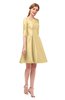 ColsBM Shiloh Light Yellow Bridesmaid Dresses Elegant Zipper Elbow Length Sleeve Mini Baby Doll Lace