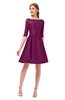 ColsBM Shiloh Magenta Purple Bridesmaid Dresses Elegant Zipper Elbow Length Sleeve Mini Baby Doll Lace