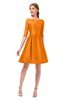 ColsBM Shiloh Orange Bridesmaid Dresses Elegant Zipper Elbow Length Sleeve Mini Baby Doll Lace