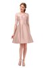 ColsBM Shiloh Pastel Pink Bridesmaid Dresses Elegant Zipper Elbow Length Sleeve Mini Baby Doll Lace