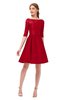 ColsBM Shiloh Red Bridesmaid Dresses Elegant Zipper Elbow Length Sleeve Mini Baby Doll Lace