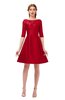 ColsBM Shiloh Red Bridesmaid Dresses Elegant Zipper Elbow Length Sleeve Mini Baby Doll Lace