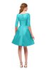 ColsBM Shiloh Turquoise Bridesmaid Dresses Elegant Zipper Elbow Length Sleeve Mini Baby Doll Lace