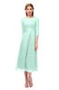 ColsBM Lauryn Aqua Bridesmaid Dresses A-line Lace Cute Tea Length Sabrina Three-fourths Length Sleeve