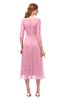 ColsBM Lauryn Begonia Pink Bridesmaid Dresses A-line Lace Cute Tea Length Sabrina Three-fourths Length Sleeve