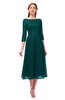 ColsBM Lauryn Blue Green Bridesmaid Dresses A-line Lace Cute Tea Length Sabrina Three-fourths Length Sleeve