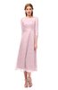 ColsBM Lauryn Blush Bridesmaid Dresses A-line Lace Cute Tea Length Sabrina Three-fourths Length Sleeve