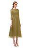 ColsBM Lauryn Bronze Mist Bridesmaid Dresses A-line Lace Cute Tea Length Sabrina Three-fourths Length Sleeve