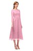 ColsBM Lauryn Carnation Pink Bridesmaid Dresses A-line Lace Cute Tea Length Sabrina Three-fourths Length Sleeve