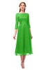 ColsBM Lauryn Classic Green Bridesmaid Dresses A-line Lace Cute Tea Length Sabrina Three-fourths Length Sleeve