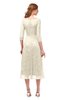 ColsBM Lauryn Cornhusk Bridesmaid Dresses A-line Lace Cute Tea Length Sabrina Three-fourths Length Sleeve