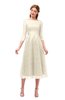 ColsBM Lauryn Cornhusk Bridesmaid Dresses A-line Lace Cute Tea Length Sabrina Three-fourths Length Sleeve