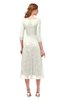 ColsBM Lauryn Cream Bridesmaid Dresses A-line Lace Cute Tea Length Sabrina Three-fourths Length Sleeve