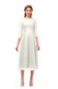ColsBM Lauryn Cream Bridesmaid Dresses A-line Lace Cute Tea Length Sabrina Three-fourths Length Sleeve