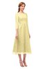ColsBM Lauryn Daffodil Bridesmaid Dresses A-line Lace Cute Tea Length Sabrina Three-fourths Length Sleeve