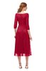 ColsBM Lauryn Dark Red Bridesmaid Dresses A-line Lace Cute Tea Length Sabrina Three-fourths Length Sleeve