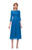 ColsBM Lauryn Directoire Blue Bridesmaid Dresses A-line Lace Cute Tea Length Sabrina Three-fourths Length Sleeve