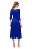 ColsBM Lauryn Electric Blue Bridesmaid Dresses A-line Lace Cute Tea Length Sabrina Three-fourths Length Sleeve