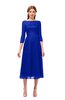 ColsBM Lauryn Electric Blue Bridesmaid Dresses A-line Lace Cute Tea Length Sabrina Three-fourths Length Sleeve