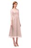 ColsBM Lauryn Evening Sand Bridesmaid Dresses A-line Lace Cute Tea Length Sabrina Three-fourths Length Sleeve