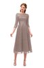 ColsBM Lauryn Fawn Bridesmaid Dresses A-line Lace Cute Tea Length Sabrina Three-fourths Length Sleeve