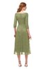 ColsBM Lauryn Fern Green Bridesmaid Dresses A-line Lace Cute Tea Length Sabrina Three-fourths Length Sleeve