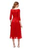 ColsBM Lauryn Fiery Red Bridesmaid Dresses A-line Lace Cute Tea Length Sabrina Three-fourths Length Sleeve