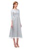 ColsBM Lauryn Glacier Gray Bridesmaid Dresses A-line Lace Cute Tea Length Sabrina Three-fourths Length Sleeve