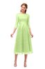 ColsBM Lauryn Green Oasis Bridesmaid Dresses A-line Lace Cute Tea Length Sabrina Three-fourths Length Sleeve