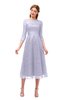 ColsBM Lauryn Lavender Blue Bridesmaid Dresses A-line Lace Cute Tea Length Sabrina Three-fourths Length Sleeve
