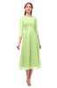 ColsBM Lauryn Lime Green Bridesmaid Dresses A-line Lace Cute Tea Length Sabrina Three-fourths Length Sleeve