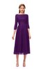 ColsBM Lauryn Magic Purple Bridesmaid Dresses A-line Lace Cute Tea Length Sabrina Three-fourths Length Sleeve